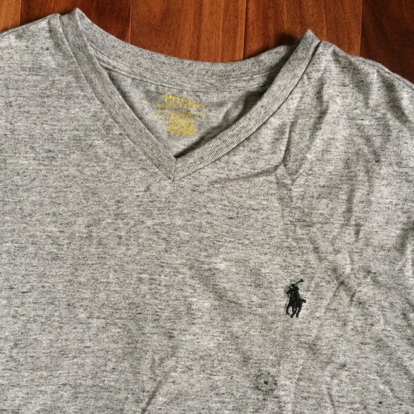 Men's Polo Ralph Lauren V neck t shirt  Gray  NWT - Picture 2 of 7